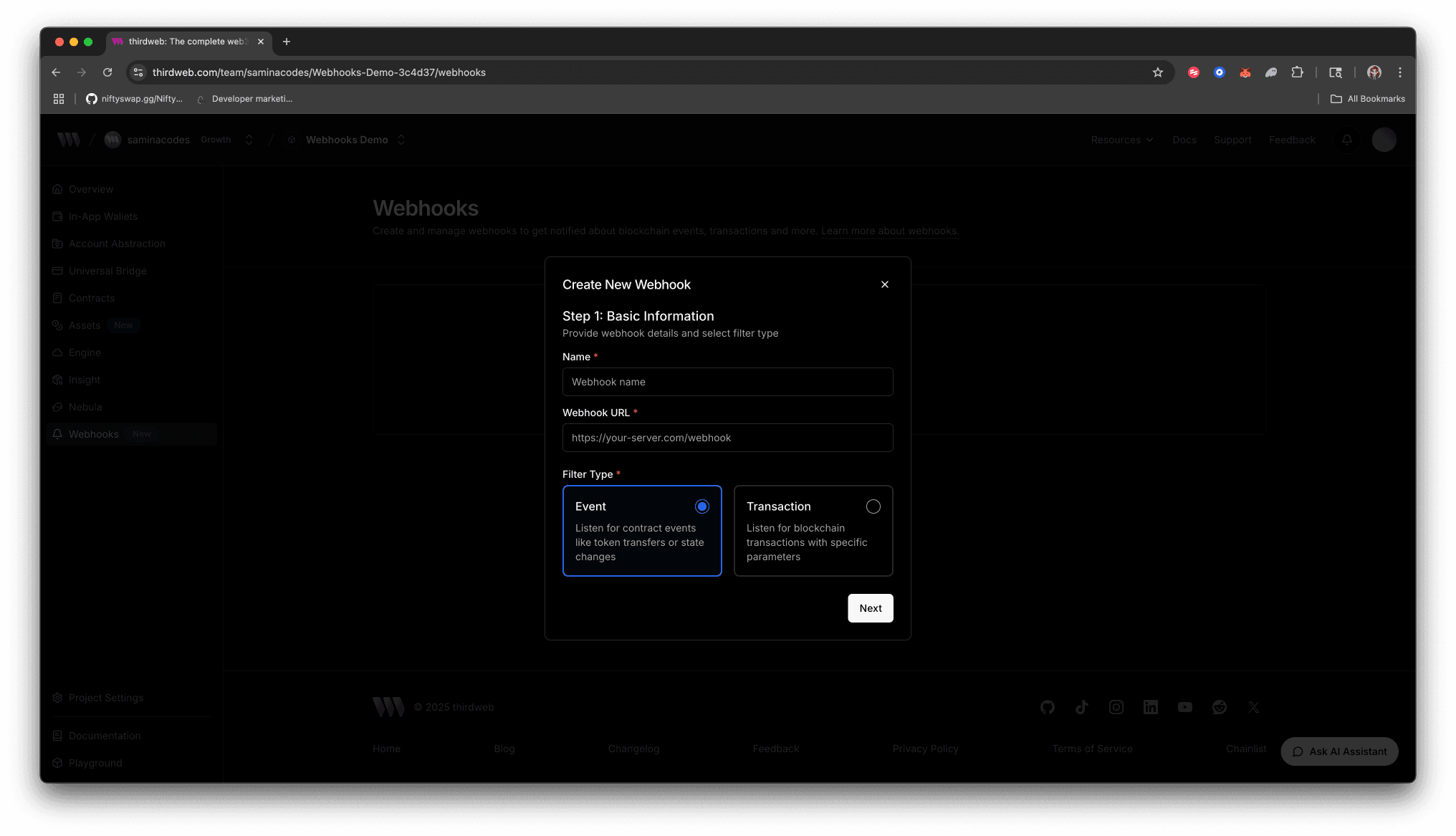 Create Webhook